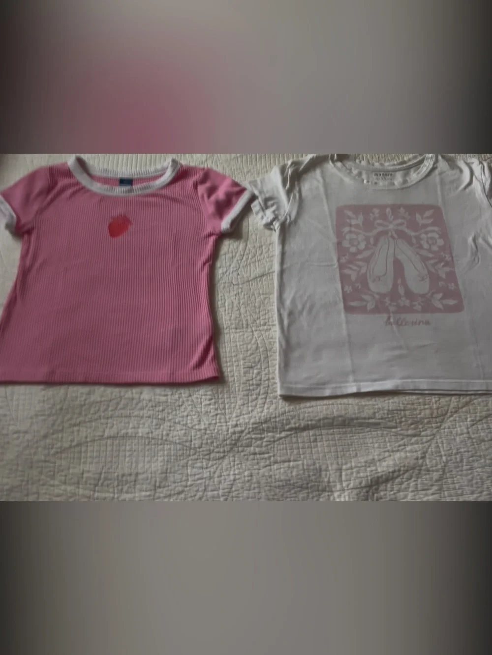 Old Navy Pink and White Ribbed Tank Top Duo